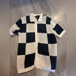 Checkered Short Sleeve Knit Shirt